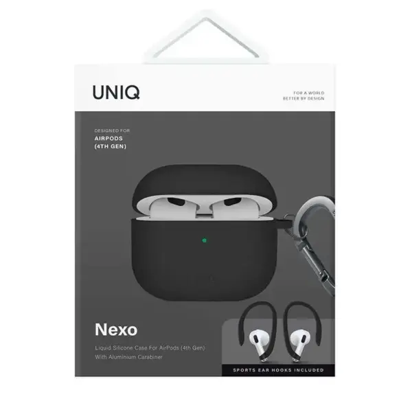 UNIQ NEXO LIQUID SILICONE CASE FOR AIRPODS 4TH GEN | BLACK